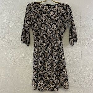 Peach Love Cream Navy Lined Dress